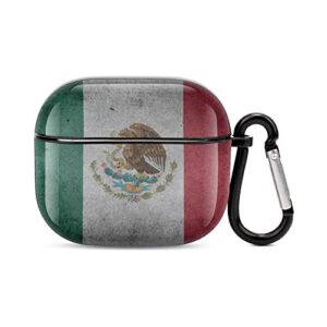 youtary compatible with airpods 3 case cover 2021 with keychain mexico flag pattern pattern, apple airpod headphone cover unisex shockproof protective wireless charging