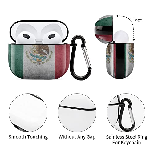 YouTary Compatible with Airpods 3 Case Cover 2021 with Keychain Mexico Flag Pattern Pattern, Apple AirPod Headphone Cover Unisex Shockproof Protective Wireless Charging