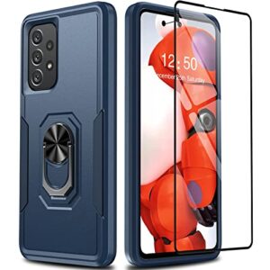 oterkin for samsung galaxy a53 case,a53 5g case military grade shockproof protective case with [360° rotatable ring kickstand] [tempered glass screen protector] heavy duty case for samsung a53-blue