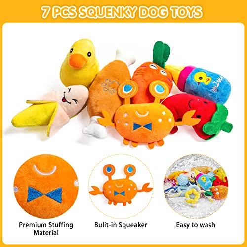 Squeaky Dog Toys for Puppy Small Dogs 18 Units Stuffed Toys with Rubber Toys in Bulk Plush Dog Toy Safe Fetch Chew Toys Pack for Chewing and Teething