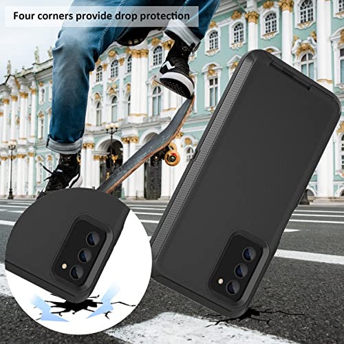 Compatible with Samsung Galaxy A03s Case, with Belt Clip Holster Heavy Duty Rugged Shockproof Full Body Protection Kickstand Cover for Samsung Galaxy A03s Phone (Black)