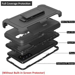 Compatible with Samsung Galaxy A03s Case, with Belt Clip Holster Heavy Duty Rugged Shockproof Full Body Protection Kickstand Cover for Samsung Galaxy A03s Phone (Black)
