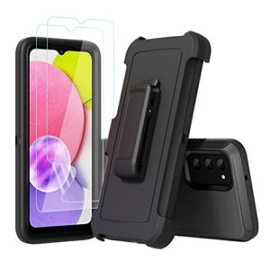 Compatible with Samsung Galaxy A03s Case, with Belt Clip Holster Heavy Duty Rugged Shockproof Full Body Protection Kickstand Cover for Samsung Galaxy A03s Phone (Black)