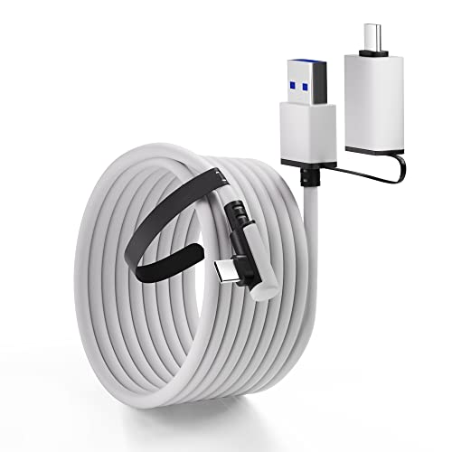 Hashvlty 2 in 1(USB A+C) Link Cable 16 FT Compatible with Oculus/Meta Quest 2/1 and PC/Steam VR, High Speed PC Data Transfer, Fast Charging USB 3.0 to USB C Cable for VR Headset and Gaming PC (16FT)