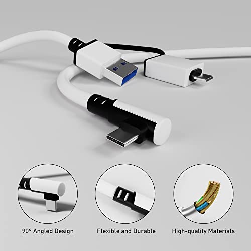 Hashvlty 2 in 1(USB A+C) Link Cable 16 FT Compatible with Oculus/Meta Quest 2/1 and PC/Steam VR, High Speed PC Data Transfer, Fast Charging USB 3.0 to USB C Cable for VR Headset and Gaming PC (16FT)