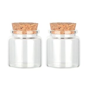 Magic Season Decorative Round Glass Bottles with Cork Stoppers (2 Pcs / 1.7 fl oz.)