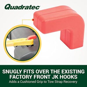 Quadratec Factory Bumper Tow Hook Covers, Set of 2, Red - Fits Jeep Wrangler JK, JL, Gladiator JT 2007-2023 Front Bumpers - Adds Cushioned Grip to Tow Strap Recovery - UV Resistant Silicone