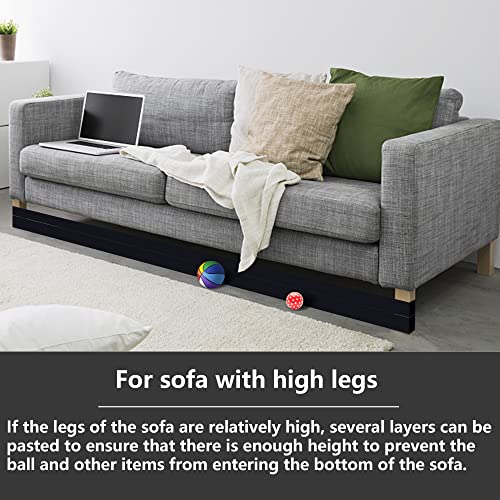 32.8 Feet Under Sofa Toy Blocker,Adjustable Gap Bumper,Sectional Connectors for Sliding Sofas,Bumper Guard for Avoid Things Sliding Under Couch & Furniture(Include 19.6" Adhesive Mounting Strap)