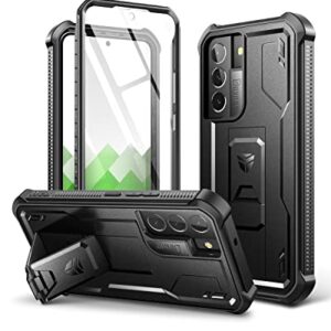 Dexnor for Samsung Galaxy S22 Case, [Built in Screen Protector and Kickstand] Heavy Duty Military Grade Protection Shockproof Protective Cover for Samsung Galaxy S22 5G,Black