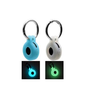 case for tile sticker (2022) 2-pack. (glow in dark)small bluetooth tracker cover, protective holder for key remote finder and item locator, pets dog cat collar tracker accessories,glow green+glow blue