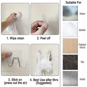 CenterZ 15 Pack Large Double Adhesive Wall Hooks, Damage-Free Waterproof 33 Ib Max Heavy Duty Hanging Clear Seamless Sticky Utility Hooks, Towel Coats Hats Clothes Nail Free Hangers (Twin Round Head)