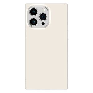 cocomii square case compatible with iphone 13 pro max - slim, glossy, solid color, timeless neutrals, easy to hold, anti-scratch, shockproof (antique white)