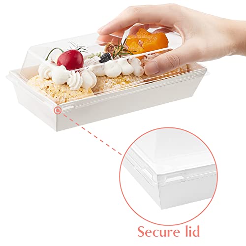 Ocmoiy Charcuterie Boxes with Clear Lids, 50 Pack White Bakery Boxes, Cookie Boxes, Small Treat Boxes for Pastry, Sandwich, Cupcakes, Strawberries, Dessert To Go Containers