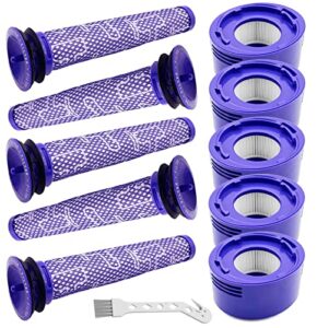 10 pack vacuum filters replacement compatible with dyson v8,v7 animal and v8 absolute cordless vacuum, filter replcament replaces part part # 965661-01 & 967478-01, 5 pre-filters, 5 post-filters