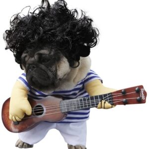 S-Lifeeling Dog Costumes Pet Guitar Costume Guitarist Player Party Funny Ourfits for Halloween Christmas Cosplay Cat Clothes (XL)