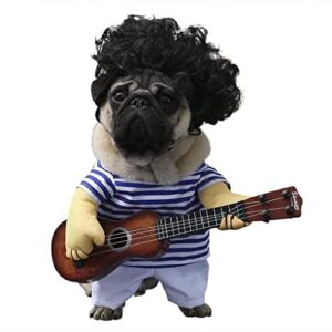 S-Lifeeling Dog Costumes Pet Guitar Costume Guitarist Player Party Funny Ourfits for Halloween Christmas Cosplay Cat Clothes (XL)