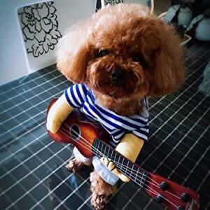 S-Lifeeling Dog Costumes Pet Guitar Costume Guitarist Player Party Funny Ourfits for Halloween Christmas Cosplay Cat Clothes (XL)