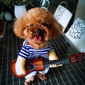 S-Lifeeling Dog Costumes Pet Guitar Costume Guitarist Player Party Funny Ourfits for Halloween Christmas Cosplay Cat Clothes (XL)