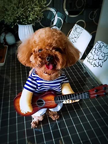 S-Lifeeling Dog Costumes Pet Guitar Costume Guitarist Player Party Funny Ourfits for Halloween Christmas Cosplay Cat Clothes (XL)