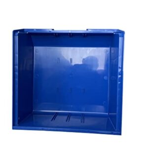 Pack of 6 Blue Plastic Storage Bin Hanging Stacking Containers, Plastic Stack & Hang Bin, Shelf Bin for Tools School, Hospital, Office, Toys - 11"W x 10-7/8"D x 5"H