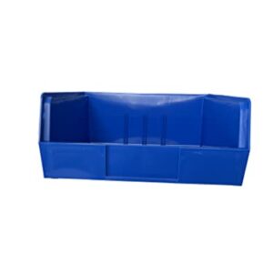 Pack of 6 Blue Plastic Storage Bin Hanging Stacking Containers, Plastic Stack & Hang Bin, Shelf Bin for Tools School, Hospital, Office, Toys - 11"W x 10-7/8"D x 5"H