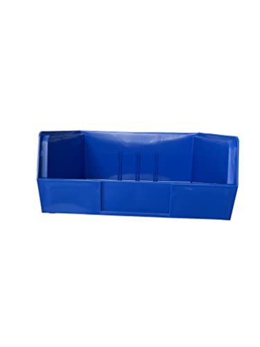 Pack of 6 Blue Plastic Storage Bin Hanging Stacking Containers, Plastic Stack & Hang Bin, Shelf Bin for Tools School, Hospital, Office, Toys - 11"W x 10-7/8"D x 5"H