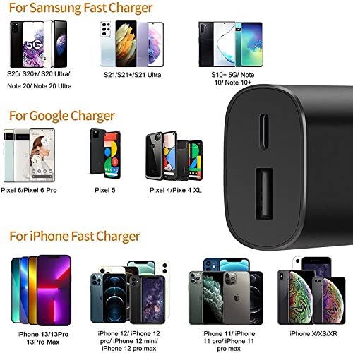 25W Dual Port Super Fast Charger Type C Wall Plug Adapter Quick Charging Block Compatible with Samsung Galaxy S22/ S22 Plus/ S21/ S21 Ultra/Z Fold 3 5G /S20 /Note20 /iPhone 13/13 Pro/Pro Max