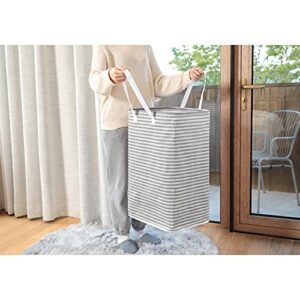 DOKEHOM 80L [2 Pack] Freestanding Laundry Hamper with Handle, Collapsible Large Cotton Storage Basket for Clothes (Grey)