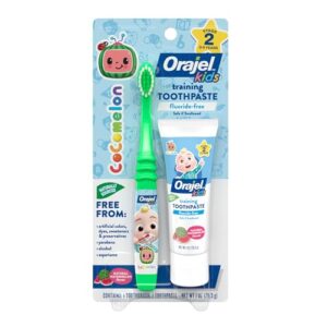 orajel cocomelon toddler battery powered training pack with 1.0oz paste and manual brush