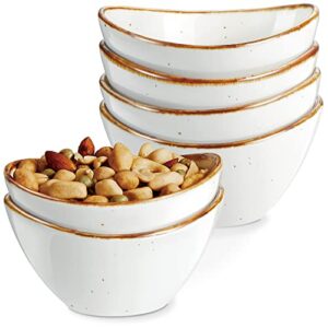 onemore ceramic bowls, 8 oz ice cream bowls oval salad bowl set of 6 small serving bowls for charcuterie board, dessert, dips, cereal, side dishes - microwave, dishwasher and oven safe - creamy white