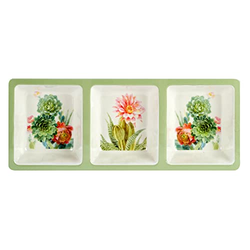 Certified International Desert Beauty Melamine Three Section Relish Tray, 14.50-inch Length