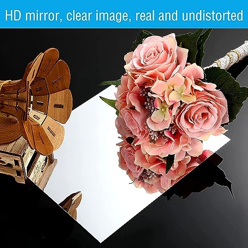 DARENYI 16"x12" Acrylic Mirror Sheet, Flexible Non Glass Body Mirror Tiles Large Self Adhesive Mirror Stickers for Bathroom Bedroom Home Wall Decor (1pc)