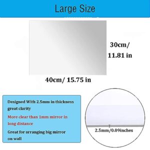 DARENYI 16"x12" Acrylic Mirror Sheet, Flexible Non Glass Body Mirror Tiles Large Self Adhesive Mirror Stickers for Bathroom Bedroom Home Wall Decor (1pc)