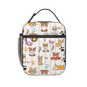 dudietry cute corgi lunch bag portable insulated lunch box for women reusable or travel/picnic/work