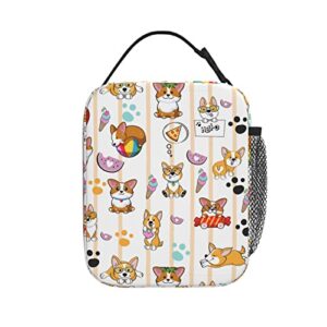 Dudietry Cute Corgi Lunch Bag Portable Insulated Lunch Box for Women Reusable or Travel/Picnic/Work