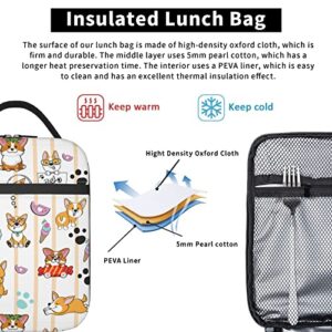 Dudietry Cute Corgi Lunch Bag Portable Insulated Lunch Box for Women Reusable or Travel/Picnic/Work