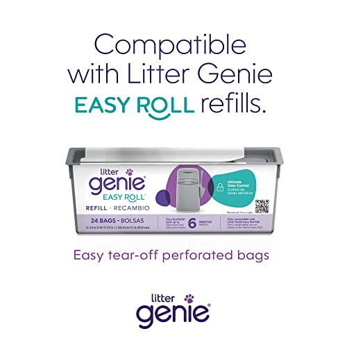 Litter Genie Easy Roll Pail | Cat Litter Box Waste Disposal System for Odor Control | Includes 1 Continuous Refill Bag