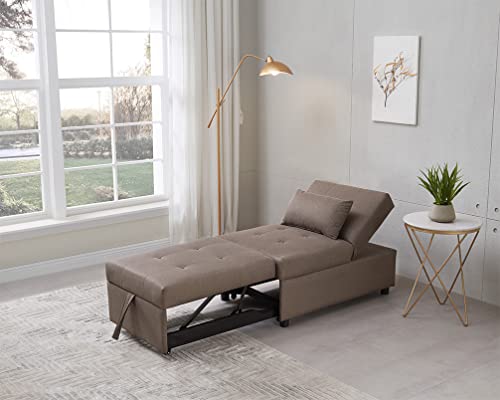 Kings Brand Furniture - Multi-Function Ottoman, Sofa Bed Sleeper, Convertible Chair, Dark Grey