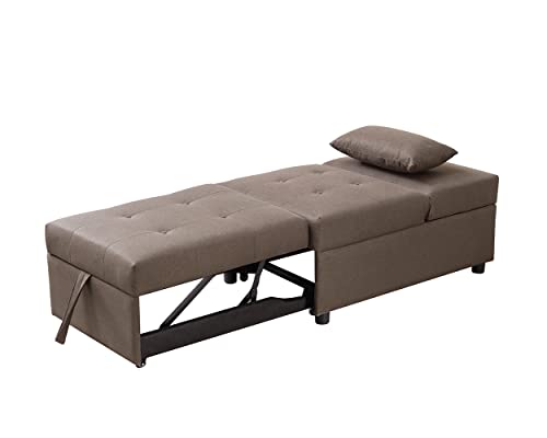 Kings Brand Furniture - Multi-Function Ottoman, Sofa Bed Sleeper, Convertible Chair, Dark Grey