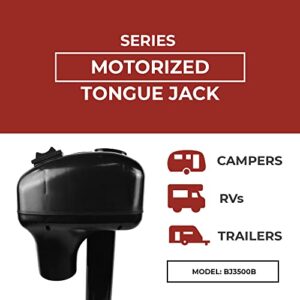 Bastion Electric Power Tongue Jack with Cover | Electric or Manual Operation | 3500LB A-Frame Capacity | 12V | Front LED | Trailers, Campers, RVs & Boats