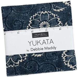 moda fabrics yukata charm pack by debbie maddy; 42-5inch precut fabric quilt squares, 5 inches