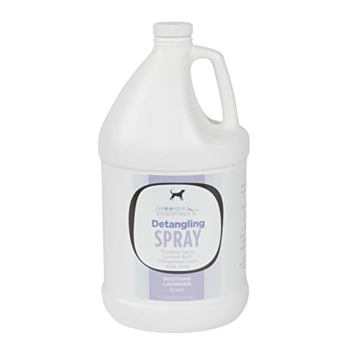 Groomer Essentials Detangling Spray - 1 Gallon - Soothing Lavender Fragrance Coat Types - Can Be Used On Dogs and Cats 12 Weeks and Older