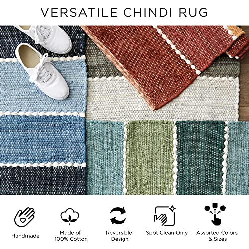 DII Chindi Rug Collection, Reversible, Recycled Yarn, Hand-Dyed, 2x3 Ft, Jadeite