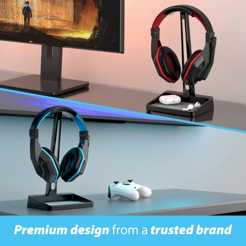 TotalMount Headphone Stand – Premium Headphone Storage and Protection (Tall Headset Stand with Gray Silicone Tray Liner)