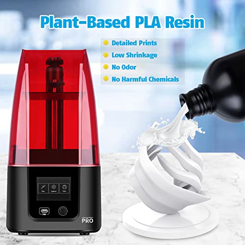 Inland High Precision Plant-Based PLA Resin Pro, Large Build Volume 3D Printing UV-Curing Photopolymer Resin for 405nm LCD Monochrome (White, 1KG)