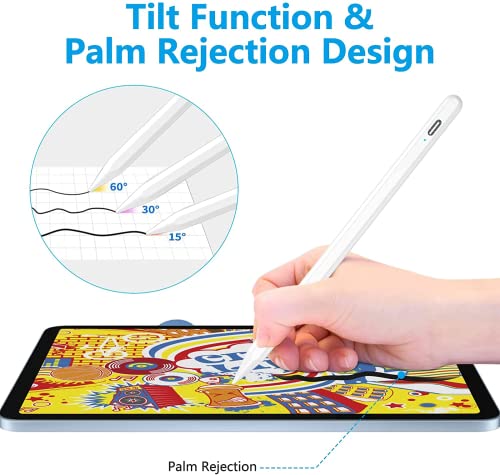 Stylus Pen for iPad 10th/9th,Apple Pen with Palm Rejection,Stylus Pencil for (2018-2023) iPad Pro 11/12.9, iPad 8th/7th/6th Gen, iPad Air 5th/4th/3rd Gen, iPad Mini 6th/5th Gen-for Painting Sketching