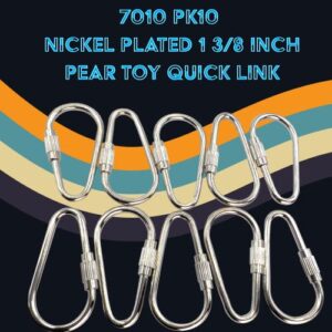 Mandarin Bird Toys by M&M 7010 Pk10 Nickel Plated 1 3/8 Inch Pear Toy Quick Link- Pear Shaped Pet Safe Bird Toy Hanging Links, Classic Design, Long Lasting, Shiny Finish, Hang All Types of Small Toys