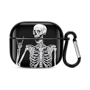 youtary compatible with airpods 3 case cover 2021 with keychain rock and roll skeleton skull boho hippie pattern, apple airpod headphone cover unisex shockproof protective wireless charging