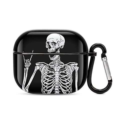 YouTary Compatible with Airpods 3 Case Cover 2021 with Keychain Rock and Roll Skeleton Skull Boho Hippie Pattern, Apple AirPod Headphone Cover Unisex Shockproof Protective Wireless Charging