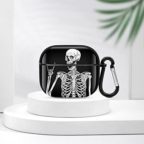 YouTary Compatible with Airpods 3 Case Cover 2021 with Keychain Rock and Roll Skeleton Skull Boho Hippie Pattern, Apple AirPod Headphone Cover Unisex Shockproof Protective Wireless Charging